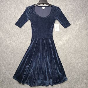 Brand NEW LuLaRoe Nicole XXS Dress Dark Blue Velvet‎